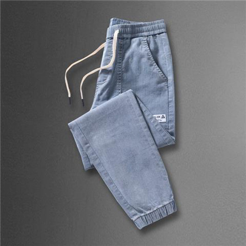 Spring And Autumn New Jeans Men's - Stitching Ankle Banded Pants