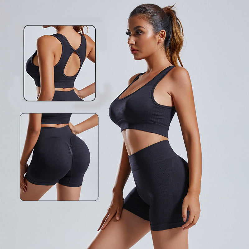 2pcs Yoga Set Women's Vest And Shorts Tracksuit- Fitness Sports Suits