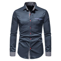 Thumbnail for Plaid Patchwork Formal Shirts for Men