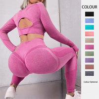 Thumbnail for 2pcs Sports Suits Long Sleeve Hollow Design