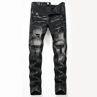 Thumbnail for Ripped Black Jeans Men's Autumn And Winter Plus Size Straight-leg Denim Denim Trousers