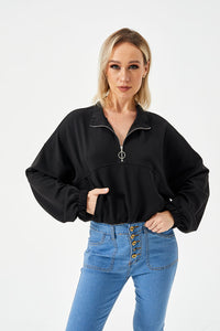 Thumbnail for Women's Loose Casual Half Zipper Sweatshirt