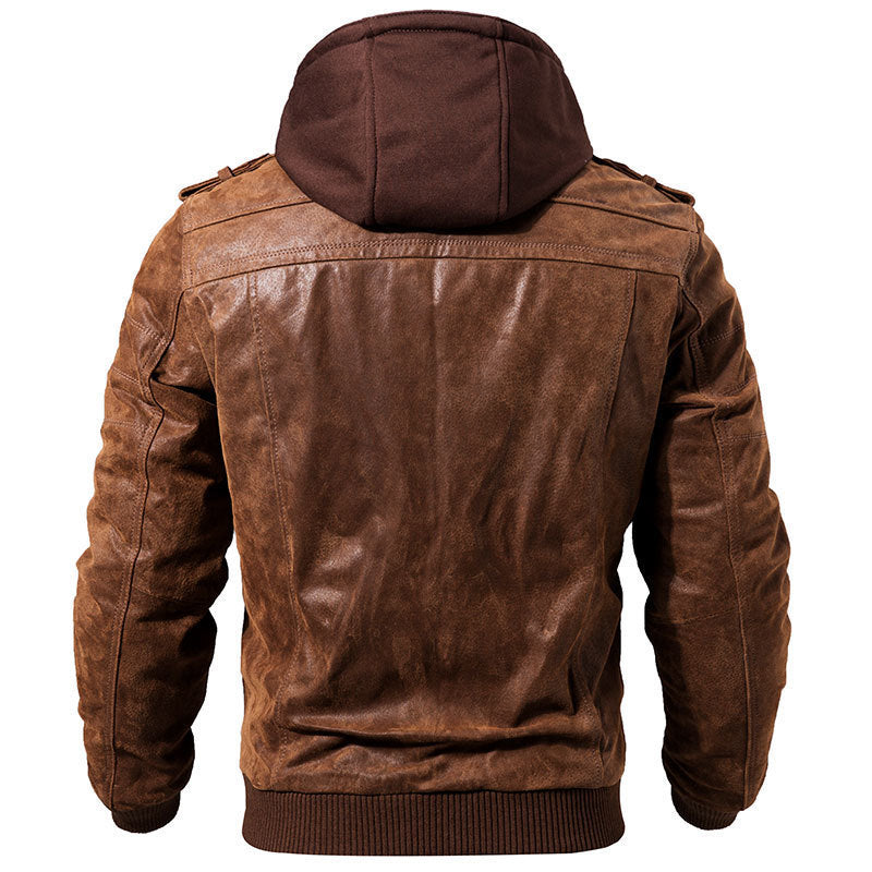 Motorcycle Leather Fashion Jacket for Men Slim Fit Oblique Zipper PU Jackets - Warm Streetwear