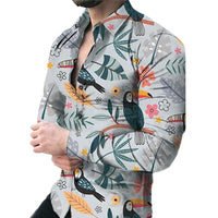 Thumbnail for Men's Casual Long Sleeved Large Floral Shirt