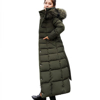 Thumbnail for Large fur collar belt winter loose and thick down padded jacket