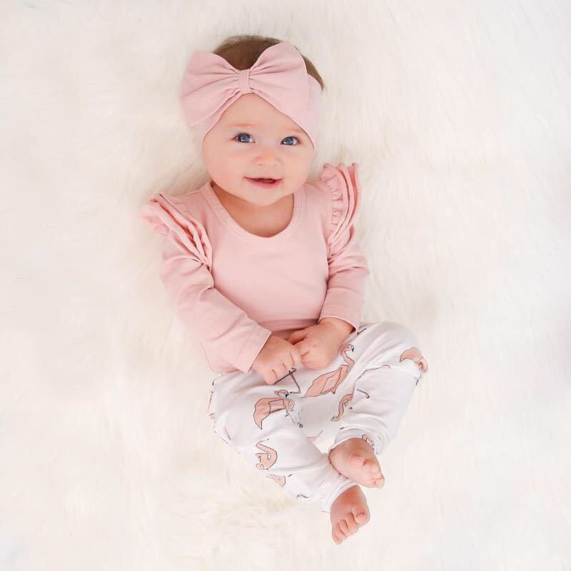 Cute Baby Girl Clothes - Toddler Kids Tops Flamingo Print Pants Leggings 3-Piece