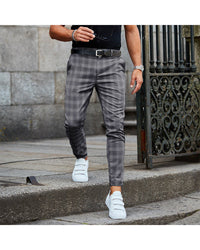 Thumbnail for Plaid Print Pants Men's Casual Trousers Loose And Thin