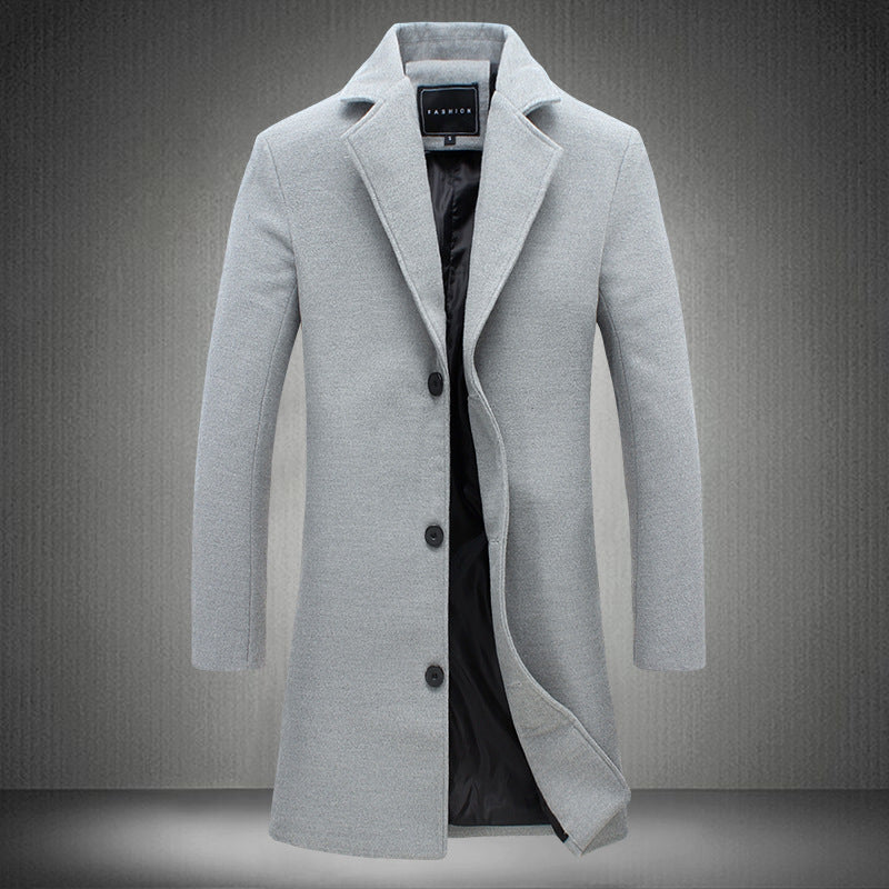 2021 Autumn And Winter New Mens Solid Color Casual Business Woolen Coats