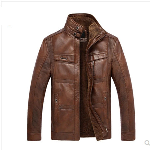 Men's Leather Jackets For Brand Men's Oblique Zipper Winter Down Biker Jacket.