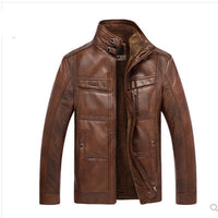 Thumbnail for Men's Leather Jackets For Brand Men's Oblique Zipper Winter Down Biker Jacket.