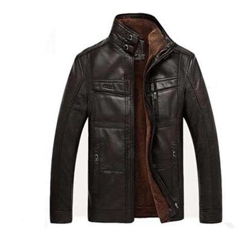 Men's Leather Jackets For Brand Men's Oblique Zipper Winter Down Biker Jacket.