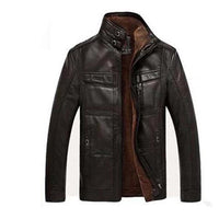 Thumbnail for Men's Leather Jackets For Brand Men's Oblique Zipper Winter Down Biker Jacket.