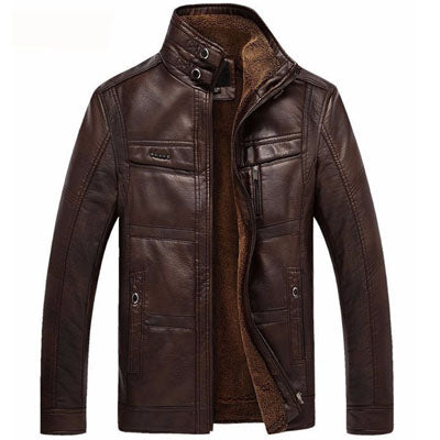 Men's Leather Jackets For Brand Men's Oblique Zipper Winter Down Biker Jacket.