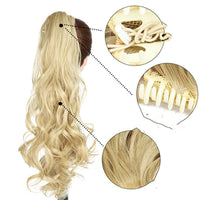 Thumbnail for Clip-On Hairpiece Extensions Ombre Ponytail Claw Synthetic-Hair Wavy Soowee