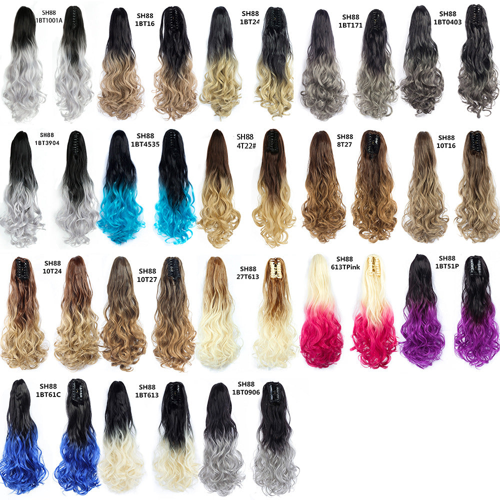 Clip-On Hairpiece Extensions Ombre Ponytail Claw Synthetic-Hair Wavy Soowee