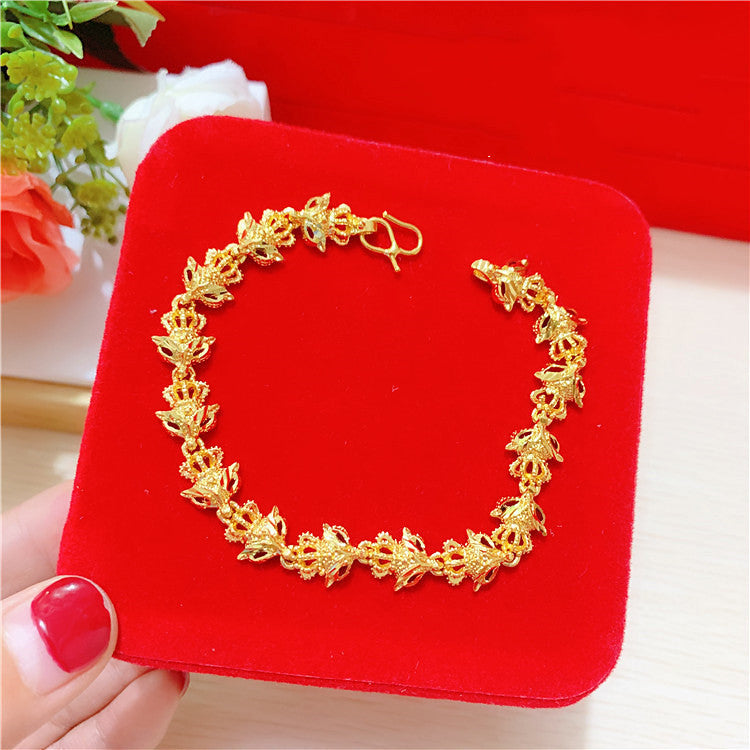 Gold-plated Pixiu Transfer Beads Flower Horse Whip Bracelet