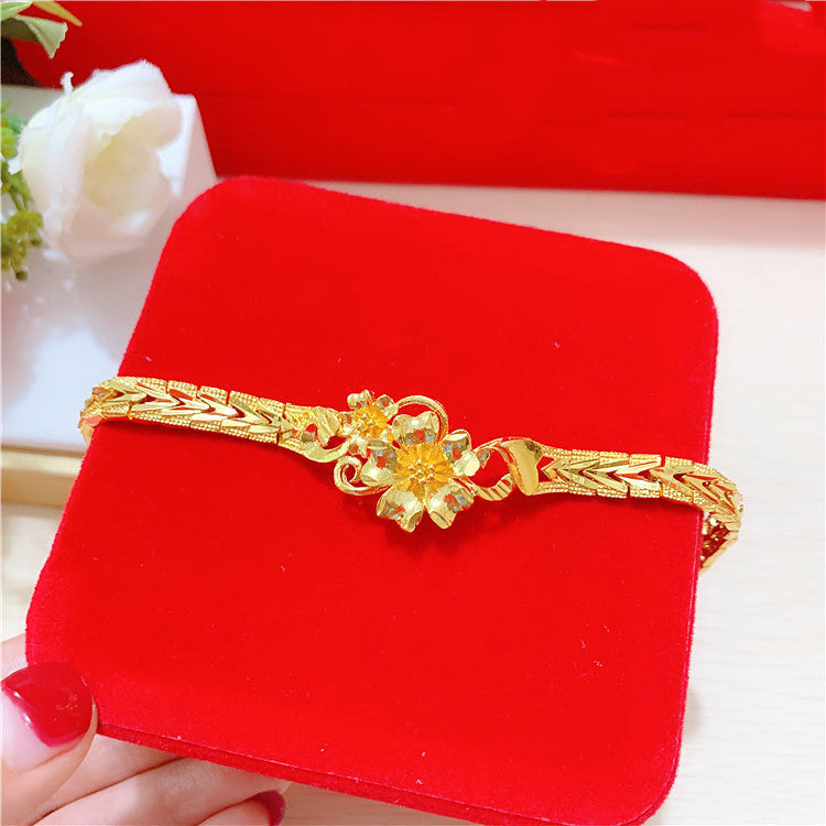 Gold-plated Pixiu Transfer Beads Flower Horse Whip Bracelet