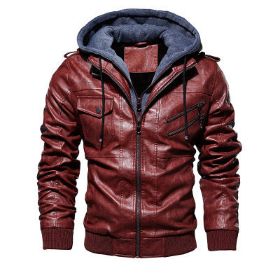 Motorcycle Leather Fashion Jacket for Men Slim Fit Oblique Zipper PU Jackets - Warm Streetwear