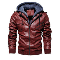 Thumbnail for Motorcycle Leather Fashion Jacket for Men Slim Fit Oblique Zipper PU Jackets - Warm Streetwear