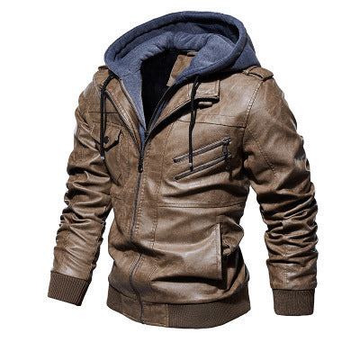 Motorcycle Leather Fashion Jacket for Men Slim Fit Oblique Zipper PU Jackets - Warm Streetwear