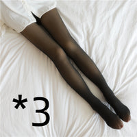 Thumbnail for Fake Translucent Plus Size Leggings Fleece Lined Tights.