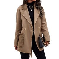 Thumbnail for Women's Reversible Brown Wool Coat