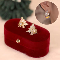 Thumbnail for Rotatable Christmas Tree Earrings Shiny Rhinestone Snowflake Stud Earring New Year Xmas Festival Ear Jewelry Gifts Autumn And Winter