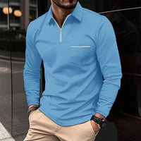 Thumbnail for European And American Ins Autumn Zipper Pocket Sports Polo Shirt