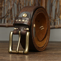 Thumbnail for Washed-out Vintage First Layer Cow Leather Pin Buckle Jeans Belt