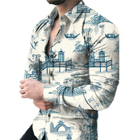 Thumbnail for Men's Casual Long Sleeved Large Floral Shirt