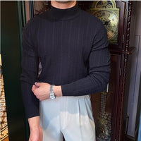 Thumbnail for Jacquard Long Sleeve Half Turtleneck Slim Sweater