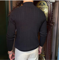 Thumbnail for Jacquard Long Sleeve Half Turtleneck Slim Sweater