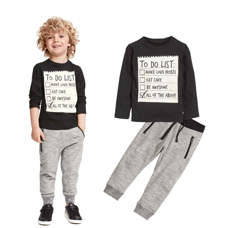 Kids Casual Clothes sets - cotton Long Sleeves T-shirt  Pants 2pcs Suit For 3-7 Years