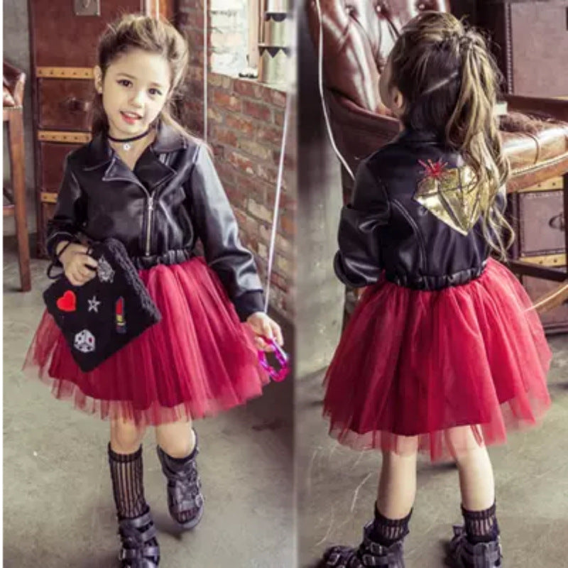 Korean Children Sequins Leather - Children Princess Dress