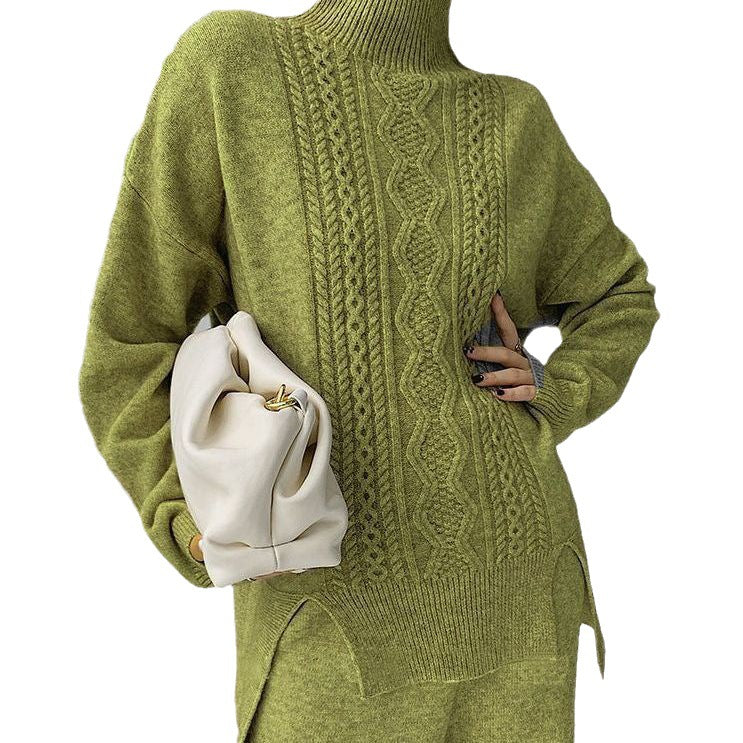 Idle Style Fashionable Set - Women's Turtleneck Knitting Sweater.