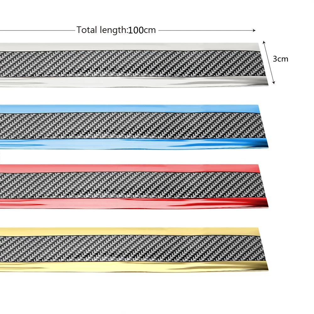 Car Carbon Fiber Pattern Door Sill Decorative Protective Sticker