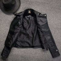 Thumbnail for Women's Slim-fit Lapel Leather Coat