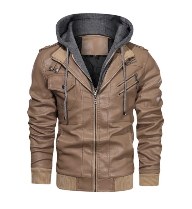 Motorcycle Leather Fashion Jacket for Men Slim Fit Oblique Zipper PU Jackets - Warm Streetwear