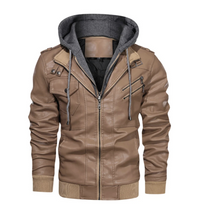 Thumbnail for Motorcycle Leather Fashion Jacket for Men Slim Fit Oblique Zipper PU Jackets - Warm Streetwear