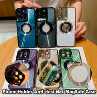 Thumbnail for Electroplated Phone Case Luxury Plating CD Pattern Magsafe Bracket Case For IPhone 12 13 14 Pro Max Invisible Camera Stand Holder Lens Holder Magnetic Suction