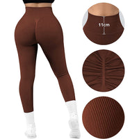 Thumbnail for High Waist Seamless Leggings Threaded Knitted Fitness Pants Solid Women's Slimming Sports Yoga Pants Elastic Running Sport Leggings