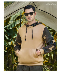 Thumbnail for Men's Casual Sweater Camouflage Color Block Hooded Sweater