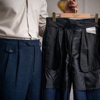 Thumbnail for Herringbone Wool Suit Pants Men's High Waist Straight