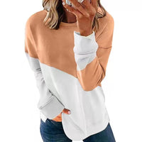 Thumbnail for Round Neck Long Sleeve Sweater Color Matching Tops Sport Clothes