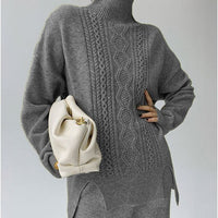 Thumbnail for Idle Style Fashionable Set - Women's Turtleneck Knitting Sweater.