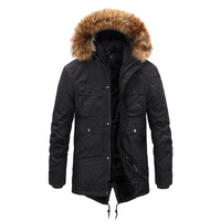 Thumbnail for Winter Coat Men's Cashmere Long Cotton-padded Jacket