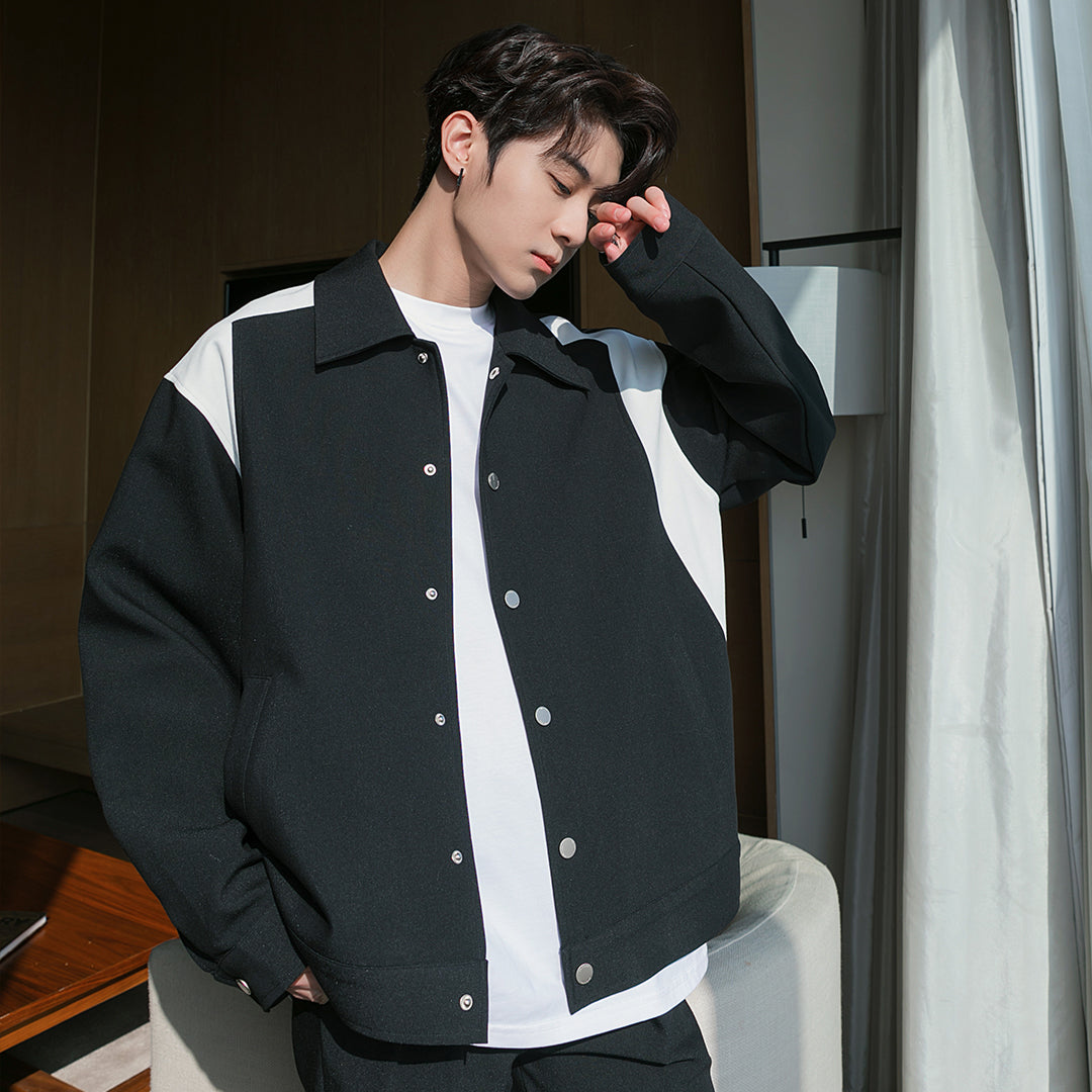 Men's Patchwork Contrast Casual Coat