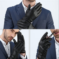 Thumbnail for Men's Winter Riding Fleece Padded PU Gloves