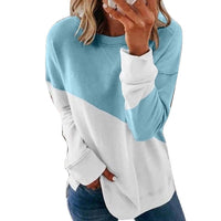 Thumbnail for Round Neck Long Sleeve Sweater Color Matching Tops Sport Clothes