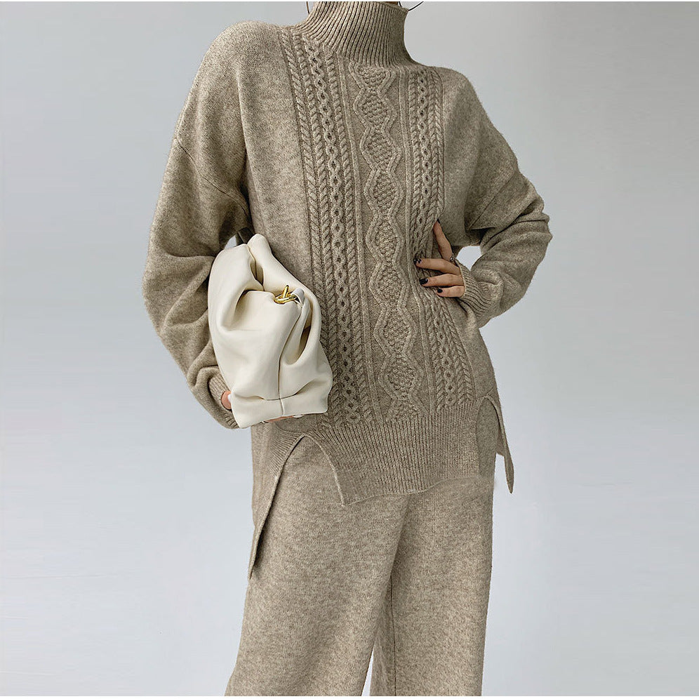 Idle Style Fashionable Set - Women's Turtleneck Knitting Sweater.